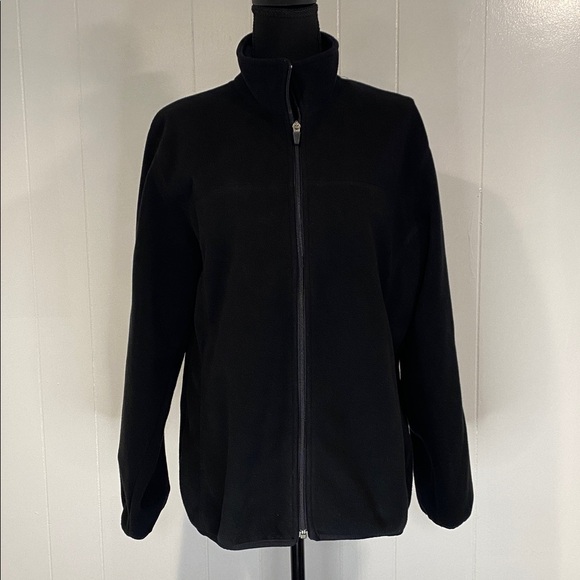 Lands End Jacket Fleece Cabincore Hiking Outdoors Fall Winter Black Size 14-16 - Picture 1 of 13